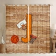thumbnail image 1 of Homewish Cartoon Monogrammed J Curtains Pack of 2 (42x84 Each), Orange Brown Basketball Curtains Blackout, Teens Kids Boys Girls Bedroom Curtains, Curtains and Drapes Decor, 1 of 6
