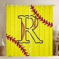 thumbnail image 1 of Homewish Cartoon Monogrammed R Curtains Pack of 2 (42x84 Each), Yellow Red Baseball Curtains Blackout, Teens Kids Boys Girls Bedroom Curtains, Living Room Curtains Decor, 1 of 6