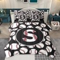 thumbnail image 1 of Homewish Cartoon Monogrammed S Bedding Comforter Set 7pcs for Boys, Black White Baseball Print King Bedding Sets, Cartoon Theme Reversible Bed Sheets, Microfiber Bedroom Decor, 1 of 8
