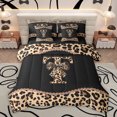 thumbnail image 1 of Homewish Cartoon Monogrammed T Bedding Comforter Set 7pcs for Teens, Leopard Cheetah Print Queen Bedding Sets, Modern Fashion Reversible Queen Sheet Sets, Ultra Soft Bedroom Decor, 1 of 8