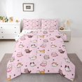 thumbnail image 1 of Homewish Cartoon Pet Cat Queen Comforter Set,Lovely Animals Comforter Sets Queen,Pink,Polkadot Reversible,3 Pieces,1 Comforter and 2 Pillowcases, 1 of 7