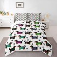 thumbnail image 1 of Homewish Cartoon Pet Dachshund Full Size Comforter Sets,Dog Paws Bedding Comforter Set,White,Reversible,3 Pieces,1 Comforter and 2 Pillowcases, 1 of 7