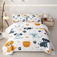 thumbnail image 1 of Homewish Cartoon Pet Dog Twin Quilt Set,Cute Animal Twin Coverlet Set,White,2pcs, 1 of 7