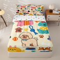 thumbnail image 1 of Homewish Cartoon Pet Dog Zipper Twin Comforter Sets with Fitted Sheet and 2 Pillowcases,Funny Animal Zipper Bedding Set,Cream,Polkadot Reversible,4pcs, 1 of 8