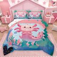 thumbnail image 1 of Homewish Cartoon Pink Axolotl Full Size Comforter Sets for Teen, Kawaii Ocean Animal Bedding Comforter Set, Cute Animal Lover Reversible Bedding Sets, Super Cozy Room Decor, 3-Piece, 1 of 8