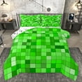 thumbnail image 1 of Homewish Cartoon Pixelate Miner Full Size Comforter Sets, Green Square Abstract Bedding Comforter Set, Teens Kids Boys Girls Reversible Bedding Sets, Ultra Soft Bedroom Decor, 3-Piece, 1 of 8