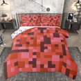 thumbnail image 1 of Homewish Cartoon Pixelate Miner Queen Comforter Set, Red Square Abstract Bedding Sets, Teens Kids Boys Girls Reversible Bedding Comforter Set, Ultra Soft Bedroom Decor, 3pcs, 1 of 8