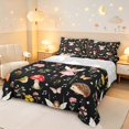 thumbnail image 1 of Homewish Cartoon Plant Mushrooms Queen Sheets,Cute Fairies Floral Animals Queen Sheet Sets,Black,4-Piece,1 Flat Sheet, 1 Fitted Sheet and 2 Pillowcases, 1 of 6