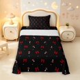 thumbnail image 1 of Homewish Cartoon Plant Mushrooms Twin Sheets,Cute Bowtie Bedding,Red Black,3pcs,1 Flat Sheet,1 Fitted Sheet and 1 Pillowcase, 1 of 6