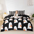 thumbnail image 1 of Homewish Cartoon Pumpkin Ghost Duvet Cover Queen for Kids, Vintage Fall Halloween Queen Bedding, Black Reversible, 3 Pieces, 1 Duvet Cover and 2 Pillowcases, 1 of 6