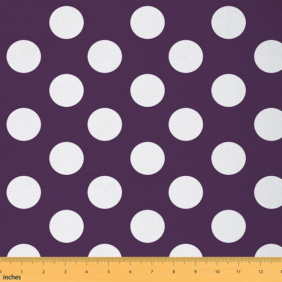 Homewish Cartoon Purple Dots Fabric by the Yard 1 Yard, Circle Abstract Room Decor Fabric by the Yard, Polka Dot Artwork Print Sewing Fabric, Lightweight Room Decor