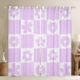 thumbnail image 1 of Homewish Cartoon Purple Flowers Blackout Curtains Set of 2 (52x84 Each) for Female Men Teens,Retro Vintage Floral Window Curtains,Geometric Grid Buffalo Curtains and Drapes,Microfiber Bedroom Decor, 1 of 6