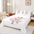 thumbnail image 1 of Homewish Cartoon Rabbit Child Queen Sheet Sets, Pink Ballet Bunnies Animal Flat Sheet, Kawaii Princess Style Queen Fitted Sheet, Lightweight Room Decor, 4-Piece, 1 of 7