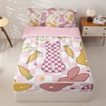 thumbnail image 1 of Homewish Cartoon Rabbit Silhouette Zipper Twin Comforter Sets with Fitted Sheet and 2 Pillowcases,Pink White Geometric Checkered Zipper Bedding Set For Teens,Reversible,4-Piece, 1 of 7