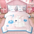 thumbnail image 1 of Homewish Cartoon Rabbit Twin Bedding Sets 7-Piece for Preppy Children,Kawaii Animal Bedding Comforter Set Microfiber,Pink Blue White Breathable Sheet Sets,Breathable Home Decor,Reversible, 1 of 8