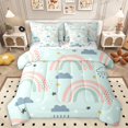 thumbnail image 1 of Homewish Cartoon Rainbow 7 Pieces Bedding Comforter Set For Kids Boys Girls,Stars Print Full Bedding Set Lightweight,Dreamy Princess Fitted Sheet Flat Sheet,Microfiber Bedroom Decor,Reversible, 1 of 8