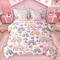 thumbnail image 1 of Homewish Cartoon Rainbow Twin Bedding Sets 7-Piece for Kids Child Girls,Cute Flowers Bedding Comforter Set Microfiber,Dreamy Princess Castle Breathable Sheet Sets,Breathable Home Decor,Reversible, 1 of 8