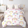 thumbnail image 1 of Homewish Cartoon Rainbow Twin Bedding Sets 7-Piece for Preppy Kids Children,Dreamy Princess Bedding Comforter Set Microfiber,Kawaii Stars Print Breathable Sheet Sets,Lightweight Room Decor, 1 of 8