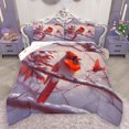 thumbnail image 1 of Homewish Cartoon Red Bird Full Size Comforter Sets for Kids, Christmas Robin Animal Bedding Comforter Set, Winter Western Festival Reversible Bedding Sets, Luxury Bedroom Decor, 3pcs, 1 of 8