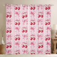 thumbnail image 1 of Homewish Cartoon Ribbon Bow Blackout Curtains Set of 2 (52x84 Each),Cute Loves Cherry Window Curtains,Pink Red Curtains and Drapes For Princess,Microfiber Bedroom Decor, 1 of 6