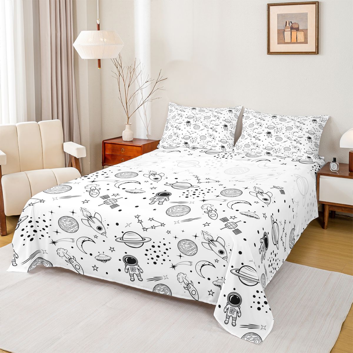 Preppy Rockets Homewish Cartoon Rocket 4 Pieces Queen Sheet Sets for Preppy Children ...