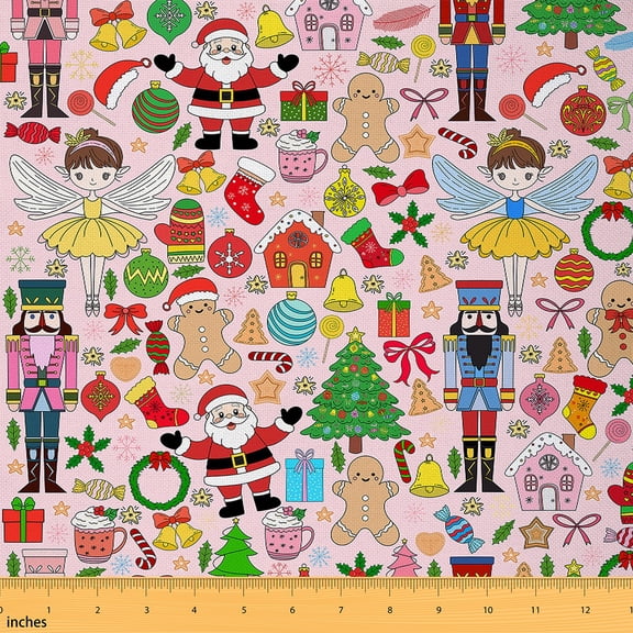 Homewish Cartoon Royal Nutcracker Fabric by the Yard 1 Yard for Kids, Christmas Santa Claus Room Decor Fabric by the Yard, Angel Princess Sewing Fabric, Luxury Bedroom Decor