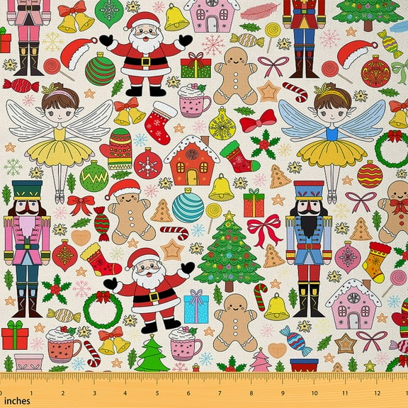 Homewish Cartoon Royal Nutcracker Fabric by the Yard 1 Yard for Kids, Christmas Santa Claus Room Decor Fabric by the Yard, Angel Princess Sewing Fabric, Luxury Bedroom Decor