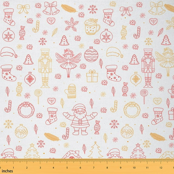 Homewish Cartoon Royal Nutcracker Fabric by the Yard 1 Yard for Kids, Christmas Santa Claus Room Decor Fabric by the Yard, Angel Princess Sewing Fabric, Microfiber Bedroom Decor