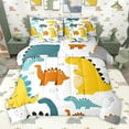 thumbnail image 1 of Homewish Cartoon Safari Dinsaur 7 Pieces Bedding Comforter Set,Ancient Animal Full Bedding Set,White Yellow Fitted Sheet Flat Sheet For Boy Kids,Microfiber Bedroom Decor Reversible, 1 of 8