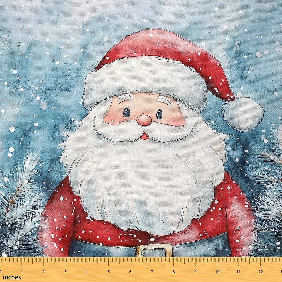 Homewish Cartoon Santa Claus Fabric by the Yard 3 Yard,Merry Christmas Sewing Fabric,Blue White Red Room Decor Fabric by the Yard For Boy Kids,Microfiber Bedroom Decor
