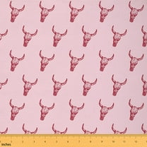 Homewish Cartoon Sheep Skeleton Fabric by the Yard 1 Yard, Pink Bohemian Room Decor Fabric by the Yard, Tribal Western Theme Sewing Fabric, Lightweight Room Decor