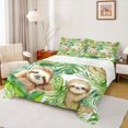 thumbnail image 1 of Homewish Cartoon Sloth Twin Sheet Sets 3pcs for Kids Children Teens,Jungle Animal Twin Fitted Sheet Microfiber,Green Tropical Leaves Breathable Flat Sheet,Breathable Home Decor, 1 of 7
