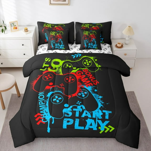 Homewish Cartoon Snowman Twin Bedding Sets 7-Piece for Preppy Child Kids,Happy Xmas Gifts Bedding Comforter Set Microfiber,Merry Christmas Tree Breathable Sheet Sets,Super Cozy Room Decor,Reversible