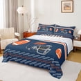 thumbnail image 1 of Homewish Cartoon Sport Helmet Queen Sheet Sets for Teen, Modern Football Soccer Lover Flat Sheet, Navy Orange Queen Fitted Sheet, Super Cozy Room Decor, 4-Piece, 1 of 7