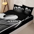 thumbnail image 1 of Homewish Cartoon Sports Balls Zipper Twin Comforter Sets with Fitted Sheet and 2 Pillowcases, Black Football Zipper Bedding Set for Men and Women, Black Reversible, 4-Piece, 1 of 6