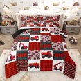 thumbnail image 1 of Homewish Cartoon Vehicle Truck Full Size Comforter Sets, Construction Car Bedding Comforter Set, Red Patchwork Plaid Reversible Bedding Sets, Luxury Bedroom Decor, 3 Pieces, 1 of 8