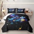 thumbnail image 1 of Homewish Cartoon Wildlife Dino Quilt King,Space Planets Stars King Coverlet Set,Black,3-Piece, 1 of 7