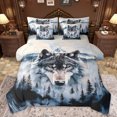 thumbnail image 1 of Homewish Cartoon Wolf Animal Bedding Comforter Set 7pcs for Boy, Snow Mountain King Bedding Sets, Rustic Farmhouse Theme Reversible Bed Sheets, Super Cozy Room Decor, 1 of 7