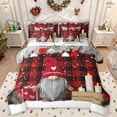 thumbnail image 1 of Homewish Cartoon Xmas Gnome 7 Pieces Bedding Comforter Set,Girls Christmas Gifts Full Bedding Set,Red Black Checkered Fitted Sheet Flat Sheet For Boys Kids,Microfiber Bedroom Decor Reversible, 1 of 8