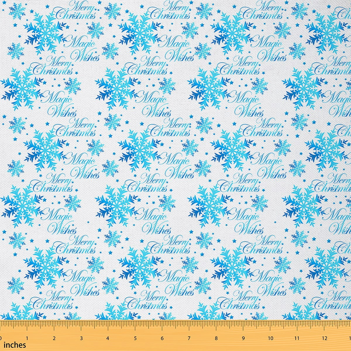 Homewish Cartoon Xmas Snowflake Fabric by the Yard 3 Yard,Merry Christmas Sewing Fabric,White Blue Room Decor Fabric by the Yard For Girls Boy,Breathable Home Decor