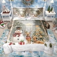 thumbnail image 1 of Homewish Cartoon Xmas Snowman 7pcs Bedding Comforter Set,Wild Christmas Reindeer Queen Bedding Sets,White Brown Green Queen Sheet Sets For Kids,Super Cozy Room Decor Reversible, 1 of 8
