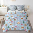 thumbnail image 1 of Homewish Cartoon Xmas Tree Bedding Comforter Set 7pcs for Kids, Cute Princess Bowknot King Bedding Sets, Blue Cartoon Christmas Reversible Bed Sheets, Microfiber Bedroom Decor, 1 of 7