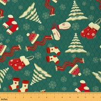Homewish Cartoon Xmas Tree Fabric by the Yard 1 Yard for Kids, Santa Claus Socks Room Decor Fabric by the Yard, Winter Christmas Snowflake Sewing Fabric, Luxury Bedroom Decor
