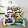 thumbnail image 1 of Homewish Cassette Tape Full Size Comforter Sets 3-Piece for Teens Boys Girls,Graffiti Splash Bedding Comforter Set,Music Theme Lightweight Bedding Sets,Luxury Bedroom Decor,Reversible, 1 of 8