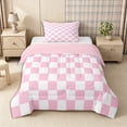 thumbnail image 1 of Homewish Casual Checkerboard Twin Comforter Sets 2pcs for Girls, Vintage Plaid Bedding Set, Blush Pink,Pink Reversible,1 Comforter and 1 Pillowcase, 1 of 6