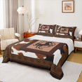 thumbnail image 1 of Homewish Cattle Hide Twin Sheet Sets,Rustic Horseshoe Twin Fitted Sheet,Western Cowboy Flat Sheet For Teens,Super Cozy Room Decor,3 Pieces, 1 of 7