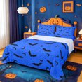 thumbnail image 1 of Homewish Celestial Halloween Bat Bed Sheets,Moon Pattern Full Size Sheets,Bright Blue Black,4-Piece,1 Flat Sheet,1 Fitted Sheet and 2 Pillowcases, 1 of 6