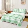 thumbnail image 1 of Homewish Check Geometric Bed Sheets,Modern Geometric Pattern King Sheets,Green White Sheet Set For Boys Teens,Ultra Soft Home Decor,4 Pieces, 1 of 7