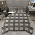 thumbnail image 1 of Homewish Check Geometric Queen Comforter Set,Modern Geometric Pattern Bedding Sets,Brown Gray Bedding Comforter Set For Boys Teens,Ultra Soft Home Decor Reversible,3 Pieces, 1 of 8