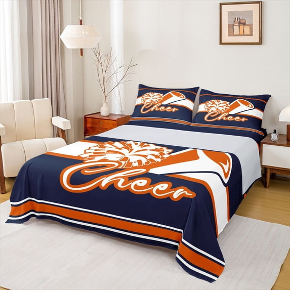 Homewish 4-Piece Queen Sheet Set, Cheer Team Dance, Ultra Soft Stripes Bedding